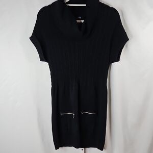 Alfani Black Knit Sweather Midi Dress with Cowl Neck Size Medium